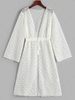 Sheer Textured Drawstring Tassel Beach Cover Up Light yellow