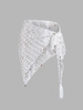Shell Embellished Openwork Crochet Mini Wrap Skirt White