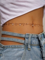 Shell Shape Rhinestone Charm Belly Chain