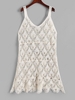 Shell Shaped Crochet Longline Cover Up S Light coffee