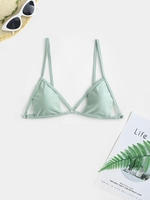 Shiny Cut Out Bikini Top M Light green