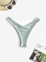 Shiny High Cut Bikini Bottom S Light green