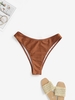 Shiny High Leg Bikini Bottom M Coffee
