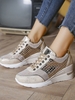 Shiny Metallic Panel Leopard Height Increasing Shoes