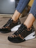 Shiny Metallic Panel Leopard Height Increasing Shoes