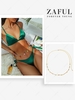 Shiny Silky Tie Side Bikini and Hollow Out Heart Shape Waist Chain Deep green