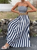 Shirred Stripes Maxi Tube Dress L Multi a