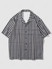 Short Sleeve Allover Print Button Up Shirt L Black