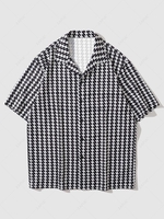 Short Sleeve Allover Print Button Up Shirt Xxl Black