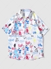 Short Sleeve Aquarelle Print Pocket Shirt L White