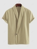 Short Sleeve Button Casual Kimono Shirt Xxl Light coffee