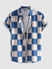 Short Sleeve Checkerboard Pattern Shirt Xxl Multi a