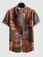 Short Sleeve Ethnic Style Casual Shirt Xxl Multi a