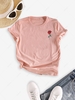 Short Sleeve Floral Print T Shirt L Light pink