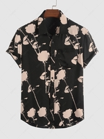 Short Sleeve Flower Pocket Shirt Xxl Black