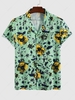 Short Sleeve Flower Print Summer Vacation Shirt Xl Light green