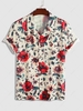 Short Sleeve Flower Print Summer Vacation Shirt Xxl Golden brown