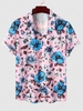 Short Sleeve Flower Print Summer Vacation Shirt Xxl Light pink