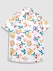 Short Sleeve Fruit Print Summer Vacation Shirt Xxl White