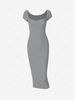 Short Sleeve Midi Bodycon Dress S Light gray