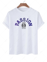 Short Sleeve Passion Letter Vintage Basic T-shirt Xl White