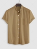 Short Sleeve Pocket Pure Office Shirt Xxl Coffee