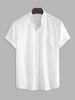 Short Sleeve Pocket Pure Office Shirt Xxl White
