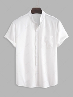 Short Sleeve Pocket Pure Office Shirt Xxl White