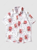 Short Sleeve Puzzle Print Pocket Shirt Xl White