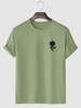Short Sleeve Rose Print T-shirt S Deep green