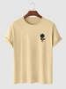 Short Sleeve Rose Print T-shirt S Light coffee