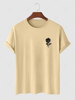 Short Sleeve Rose Print T-shirt Xl Light coffee