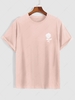 Short Sleeve Rose Print T-shirt Xl Light pink