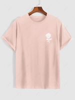 Short Sleeve Rose Print T-shirt Xl Light pink