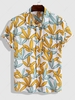 Short Sleeve Tropical Leaves Print Vacation Shirt Xl White