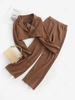 Shoulder Padded One Button Straight Pants Set M Coffee