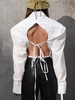 Shoulder Padded Tie Backless Pocket Shirt S White