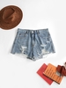 Shredded Distressed Denim Cutoff Shorts S Blue