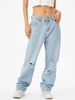 Shredded Distressed High Waisted Jeans M Blue