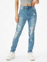 Shredded Distressed Skinny Jeans M Blue