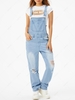 Shredded Ripped Overalls Jeans S Light blue