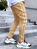 Side Luminous Reflective Strip Solid Color Casual Pants L Light coffee