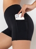 Side Pocket Design Solid Color Sport Shorts M Black
