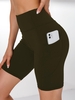 Side Pocket Sports Biker Shorts L Deep green