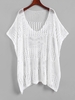 Side Slit Crochet Knit Cover Up Top White