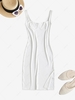 Side Slit Ribbed Bustier Slinky Dress M White