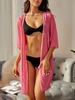 Side Slit Semi-sheer Chiffon Open Front Cover Up Light pink