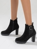 Side Zip Buckle Design Chunky Heels Ankle Boots