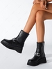 Side Zip Chunky Chains Detail Platform Boots