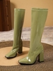Side Zip Chunky Heeled Knee High Boots